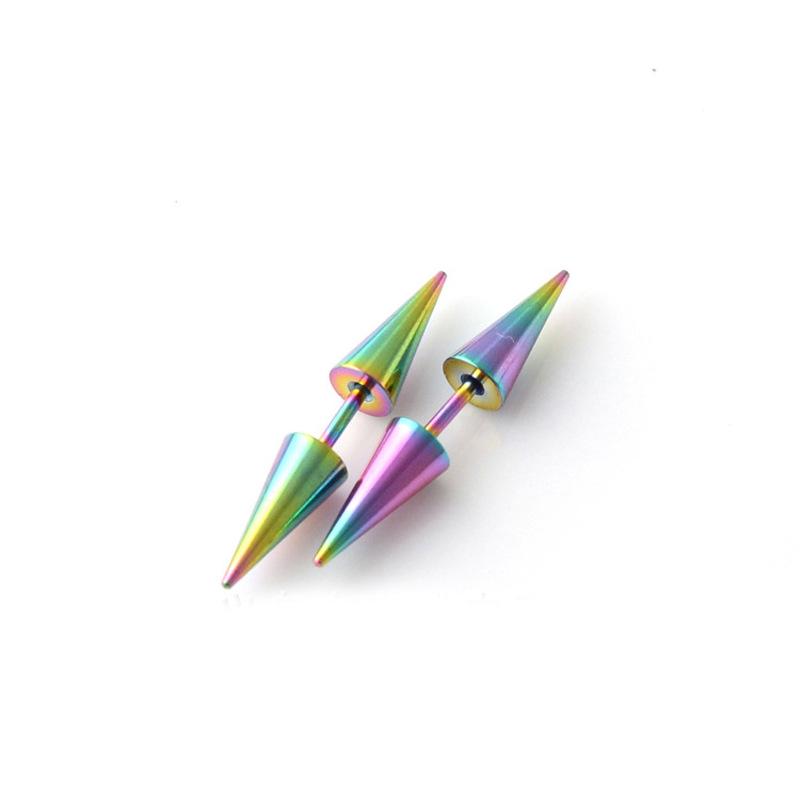 European & American Punk Dumbbell Spike Stud Earrings - Titanium Steel, Trendy Minimalist Design for Men & Women