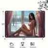 Vintage Iron Metal Wall Art Bikini Girl On Sill Waterproof Home Garden Decor