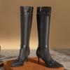 Women's Pointed Toe Denim Long Boots - Versatile Autumn/Winter 2024 European & American Style High Tube Street Boots