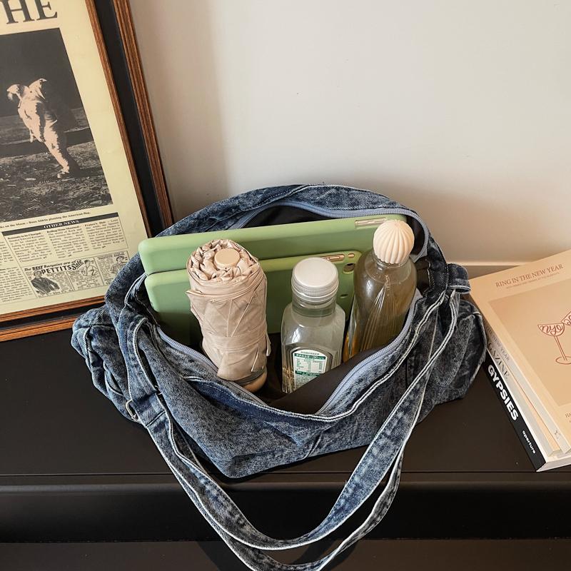 Borsa a Spalla in Denim Borsa a Tracolla di Grande Capacità Borsa Tote da Donna