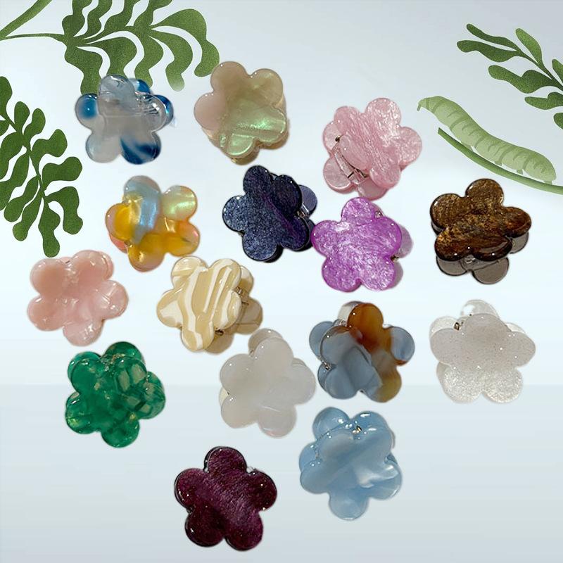 Ins  Cute 2.5cm Mini Little Flower Hair Clip Simple Cute Acetic Acid Color Magic Top Clip Side Clip Hair Accessories