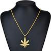 Stylish European And American Hip Hop Necklace With Alloy Maple Leaf Pendant For Men