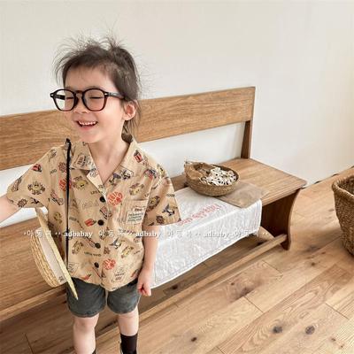 Children's Korean Style Denim Short-Sleeved Summer Shirt
