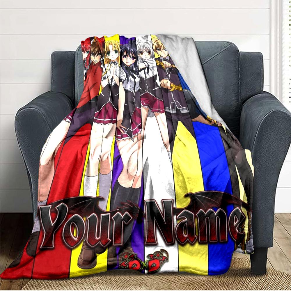 Name Custom High School DxD Print Flannel Blanket High Quality Warm Comfortable Cover for All Seasons Perfect for Gifts Home Decor