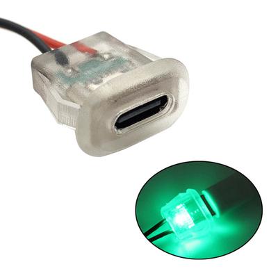 2Pin Usb Type C Input Type Charging Socket With Led Lights Plate Waterproof Usb-C Power Port Type-C Female Connector Jack