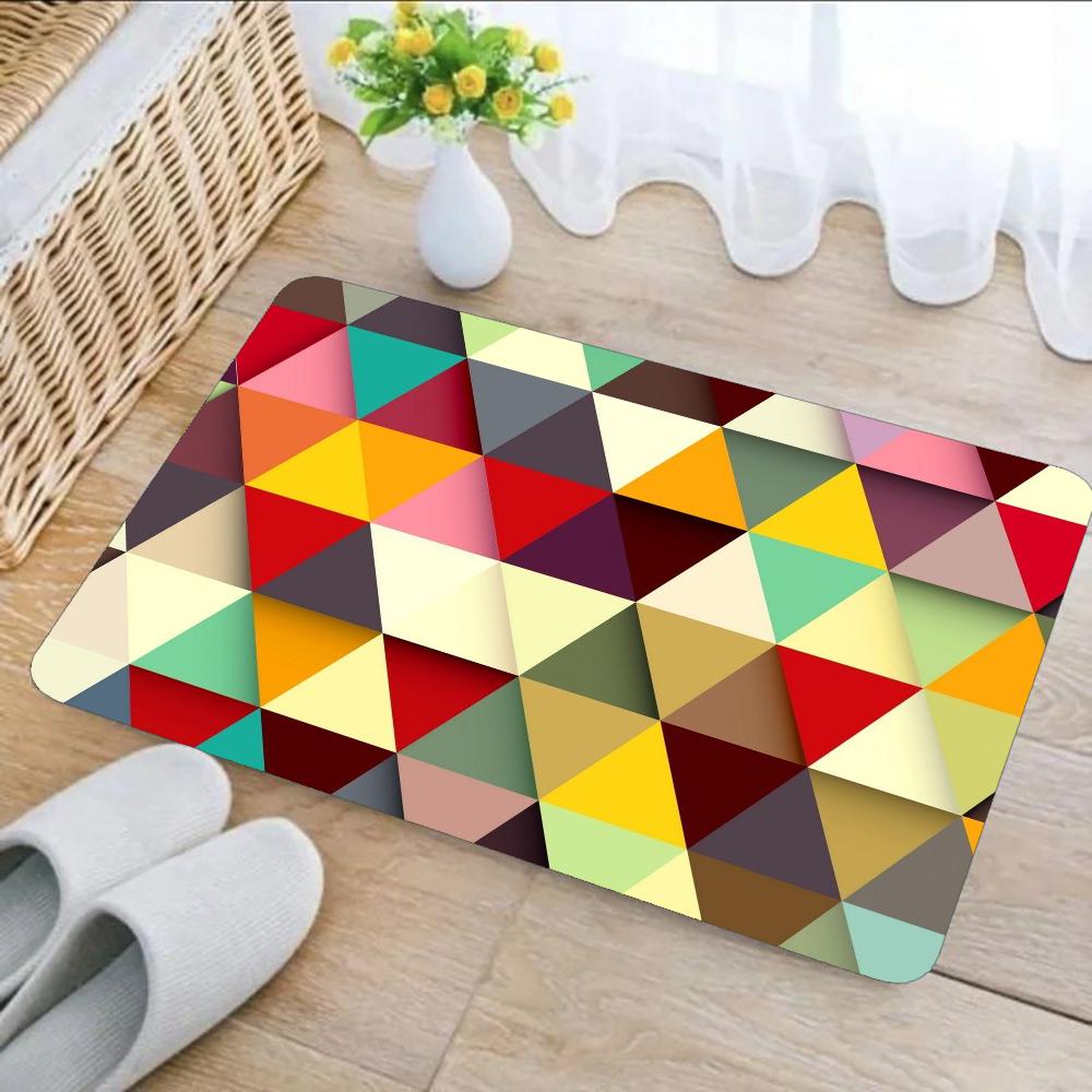 1 Stück Bunte Geometrische Block Badezimmer Saugfähige Matten Rutschfeste Matten Heimdekor Zubehör Teppiche Heim Küche Bodenmatten