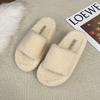 Internet celebrity plush thick-soled one-word cotton slippers women's outerwear 2025 autumn and winter new soft-soled comfortable one-pedal fluff drag