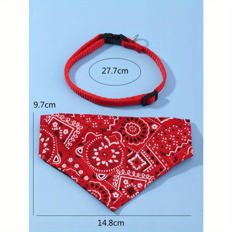 1pc Adjustable Printed PU Pet Bandana With Water Absorbent Towel And Traction Buckle For Small And Medium Dogs