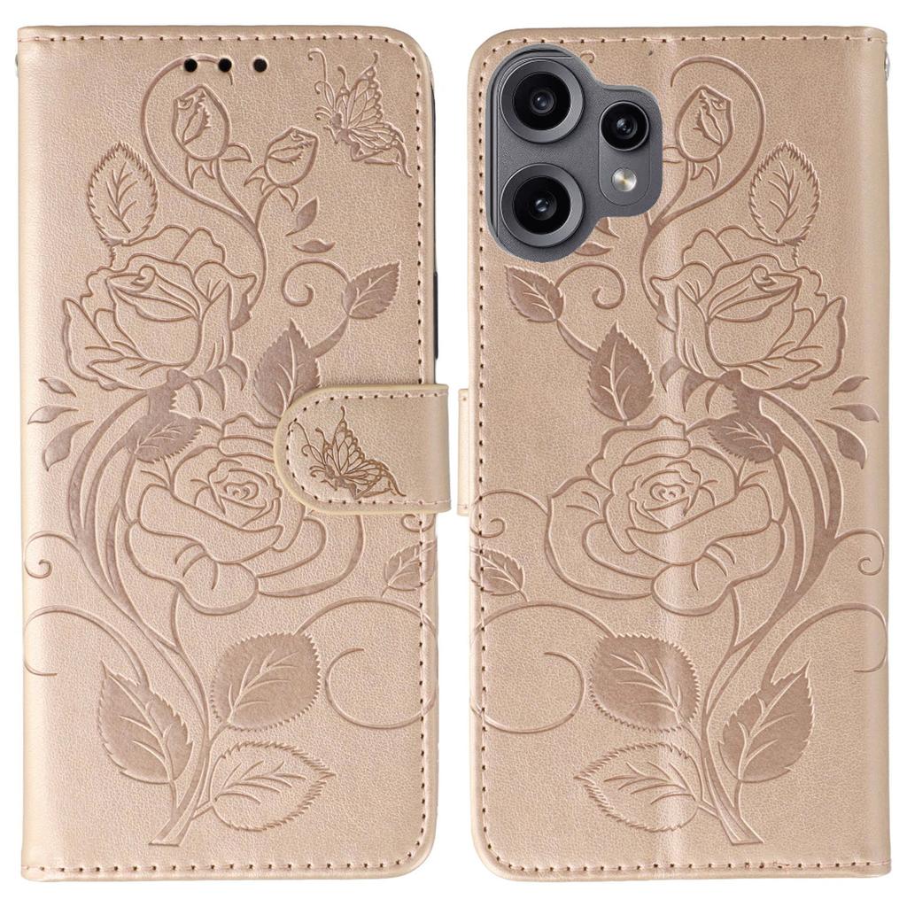 For CMF Phone 2 Pro Case Wallet Stand Imprinted Rose Butterfly PU Leather Phone Cover
