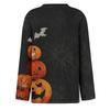 Women's Long Sleeve Round Neck Top with Halloween Print and Side Slit Hem for Casual Holiday Wear
