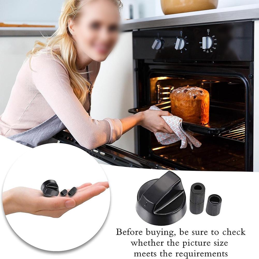 Set Containing 4 Control Knobs and 12 Adapters for Stove and Oven Replacement Compatible with Various Models and Applications