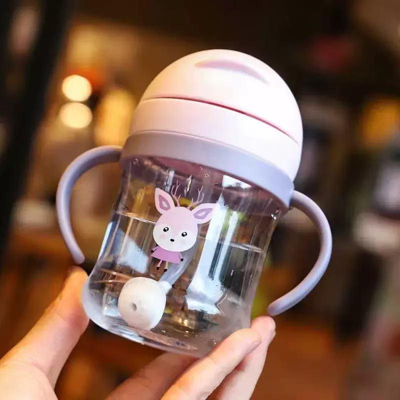 Children s Straw Sippy Cup with Handles - Drop-Resistant, Leak-Proof, Anti-Choking Design for Toddlers 250ml розовый