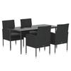 VidaXL Garden Dining Set Cushions 5pcs Black Wicker, Outdoor Dining Set, Table and 3156786