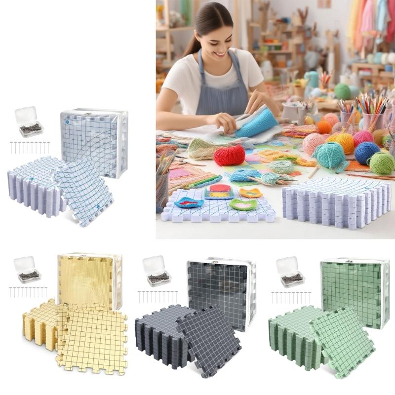 Strickrahmen für Häkelprojekte, Häkel-Fixierplatten mit Markierungen und Aufbewahrungskoffer für Handarbeiten und Strickunterstützung