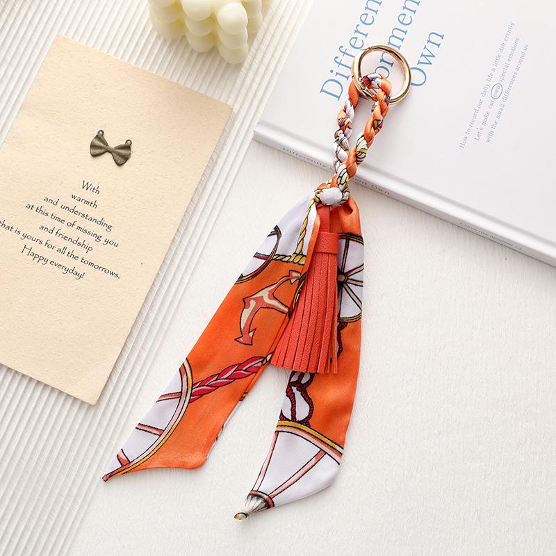 Zijden Sjaal Leer Kwastje Sleutelhanger: Veelzijdig Dames Tas Ornament Accessoire