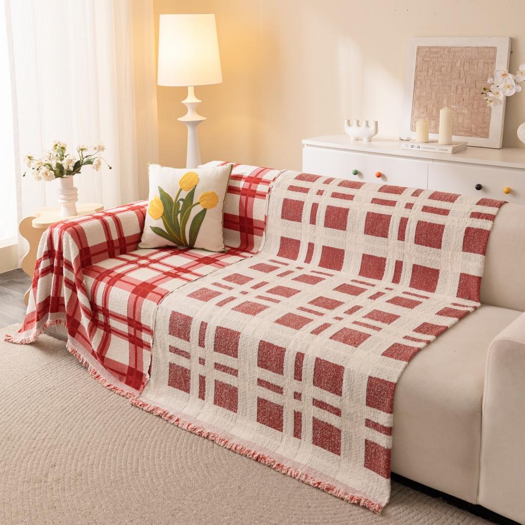 Heavy High Quality Fluffy Soft Plaid Sofa Towel with Tassels for Living Room Couch Cover Slipcover All Seasons Protector Blanket