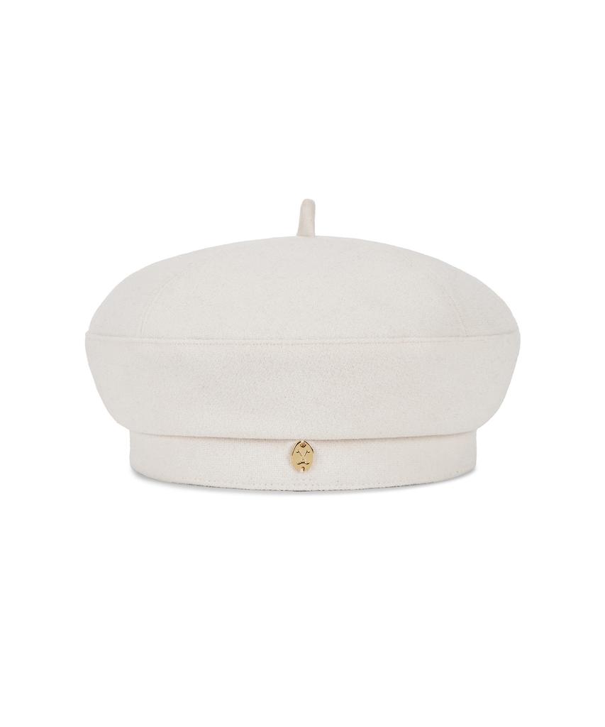 Bajal Va Curved Oval Metal Blended Beret Cream