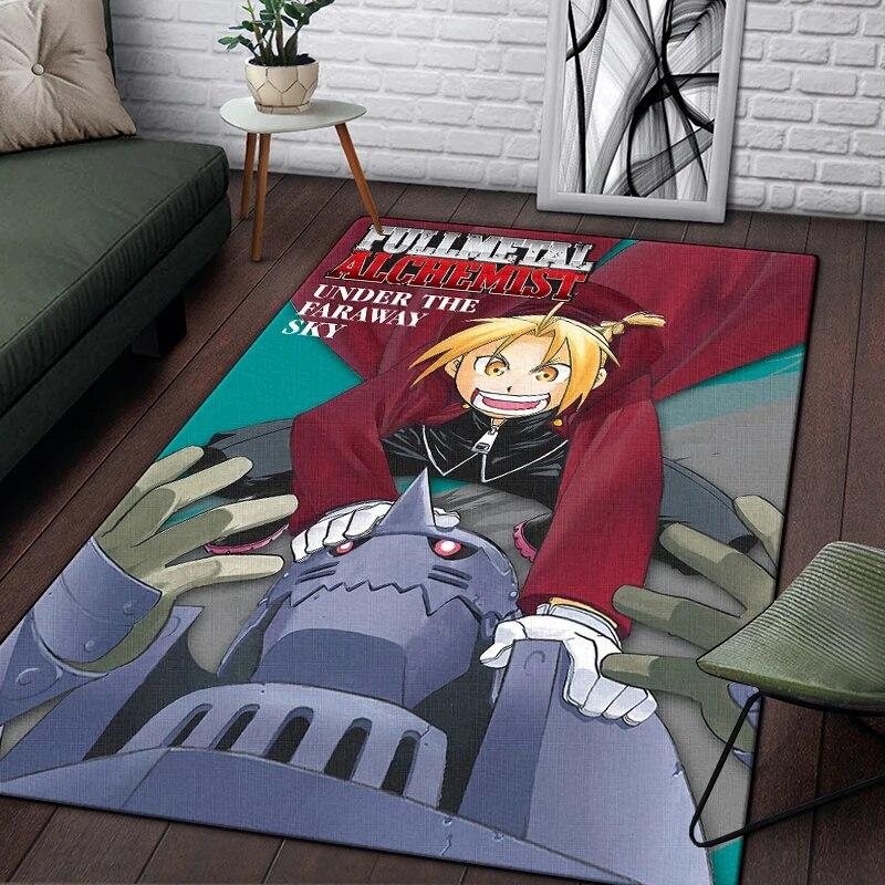 Fullmetal Alchemist Anime Painting Carpet for Living Room Large Area Rug Black Soft Carpet Home Decoration Mats Boho Rugs Picnic