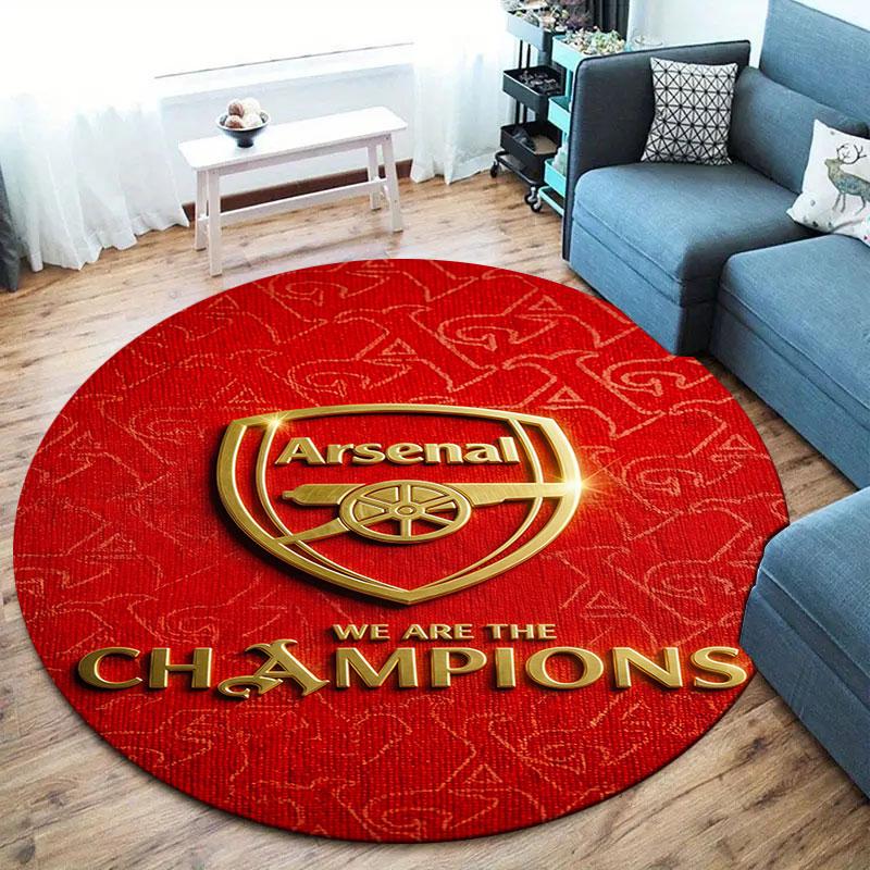 Arsenal F Round Area Rug,Carpet Rug for Living Room Bedroom Sofa Playroom Decor,Non-slip Floor Mat