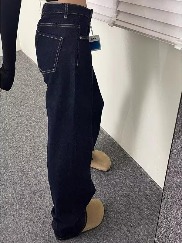 

Женские универсальные синие джинсы широкого кроя 2025 XL джинсовый синий