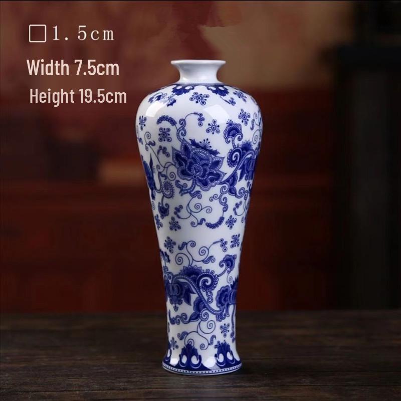 Antique Blue and White Chinese Porcelain Vase - European & American Handicraft for Flower Arrangements