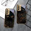 Fantastic Black Cat For Samsung A 01 52S A04 A05S A10 A12 A13 22 23 24 36 42 M02 Note 10 20Ultra 8 9 Golden glass phone case