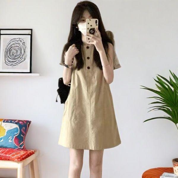 Women s Retro Khaki Sleeveless A-line Dress - Summer Petite Loose Fit XL (130-145 lbs) летнего платья