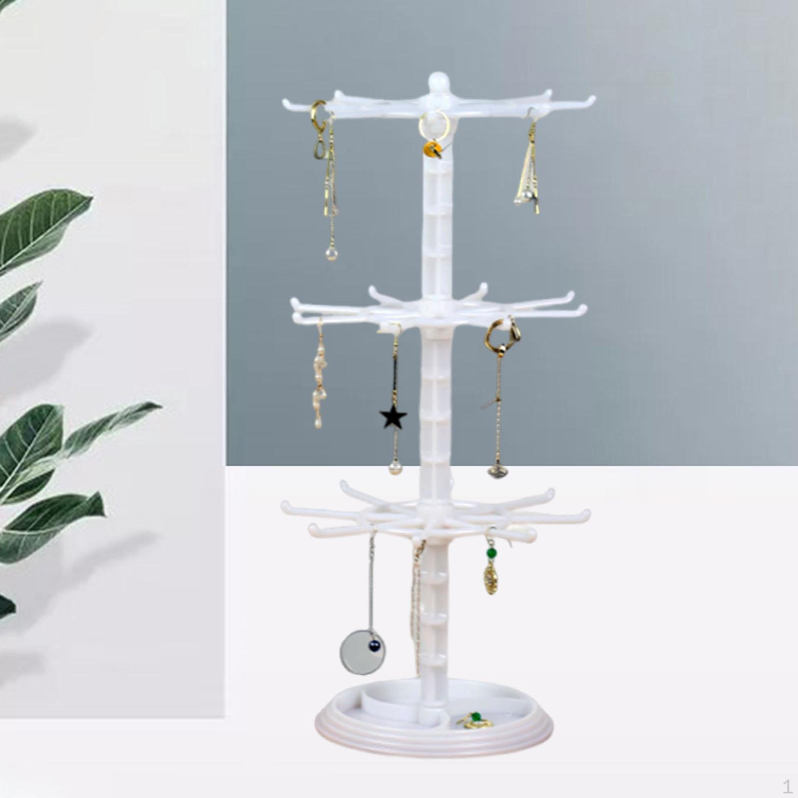 

3-ярусна DIY стійка для демонстрації прикрас для браслетів і намист, з підвісним тримачем білий