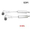 TV-Video Extension Cable - EDM - 10m - Angled - 9.5mm Filter - White