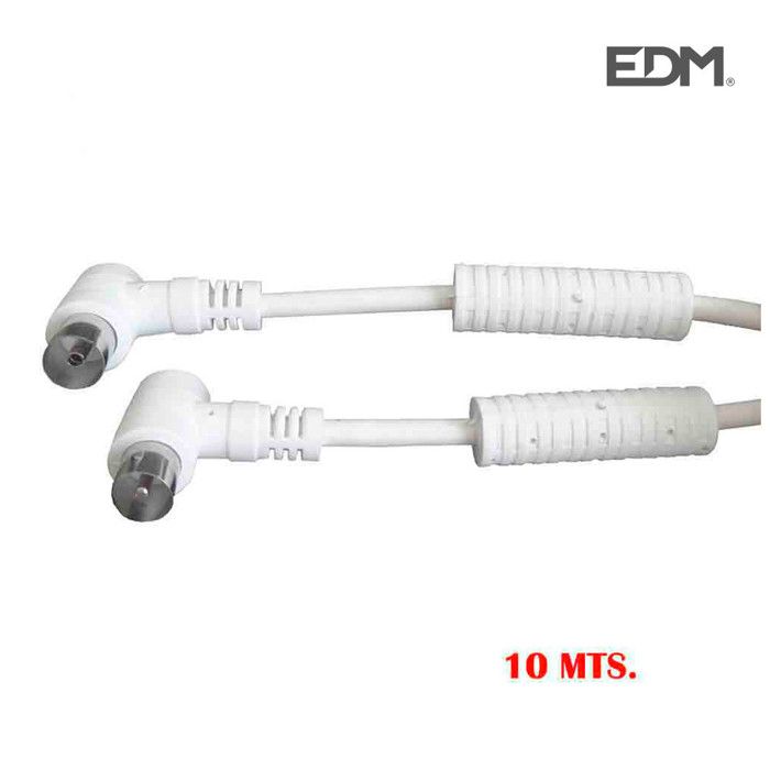Rallonge TV-Vidéo - EDM - 10m - Coudée - Filtre 9,5mm - Blanc