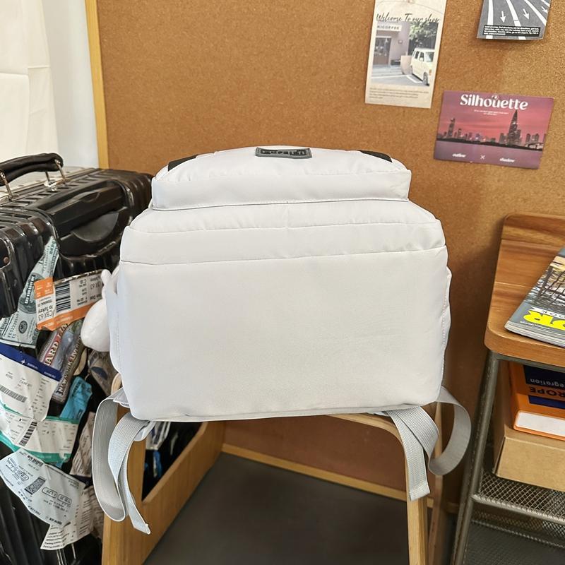 Large Capacity Backpack Men's Travel Backpack Solid Color Student Schoolbag