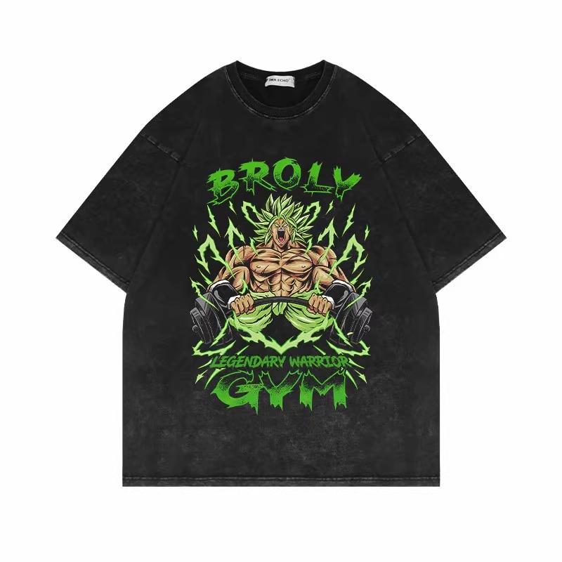 Dragon Ball Z Vegeta Super Saiyan Printed Tshirt Mens and Womens Washed Tshirt High Quality Vintage Cotton Tshirt Tops
