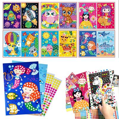 Non-Toxic 20 Sheets Kids Dot Coloring Book Diy Color Dot Cartoon Animal Drawing Mosaic Puzzle Stickers Children Creative Educational Toys