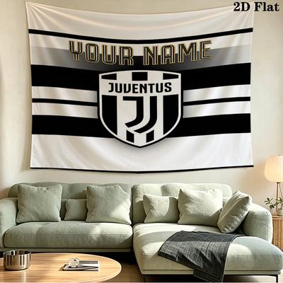 Custom Name Juventus Printed Tapestry – Wall Hanging for Bedrooms, Dorms, and Home Decor