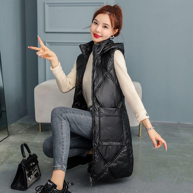 Detachable Down Cotton Vest For Women In Autumn Winter Mid To Long Style No Wash Cotton Vest Women's Shoulder Jacket Trend