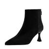 2024 autumn and winter new pointed thin heel short boots female Internet celebrity elastic boots simple French sleeve high heels trend female