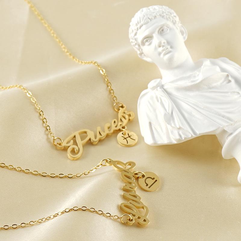 18k Stainless Steel Zodiac Constellation Necklace - European & American Style