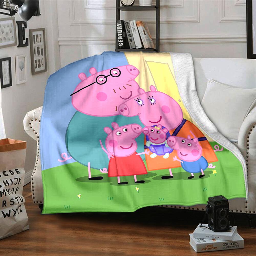 Peppa Pig Theme Printed Blanket - Perfect for Couch, Bed, Travel & Outdoor Use | Machine Washable, Cozy & Durable.
