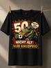 50 Nicht Alt Nur Knusprig Crocodile In Leather Jacket Holding Coffee With Speech Bubble Funny Unisex All Tshirt