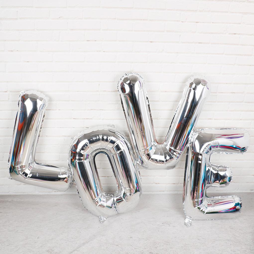 4pcs/set 32 Inch Silver Love Letter Aluminum Film Balloon Wedding Bridal Shower Anniversary Decor