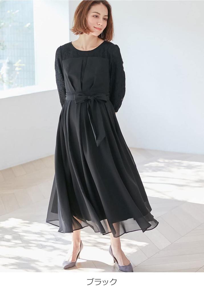 Maternity Nursing Formal Chiffon Tuck Shrine M Black 10171260 [ANGELIEBE] Clothes, Dress, Dress, Prenatal, Postnatal, Visit, Wedding,