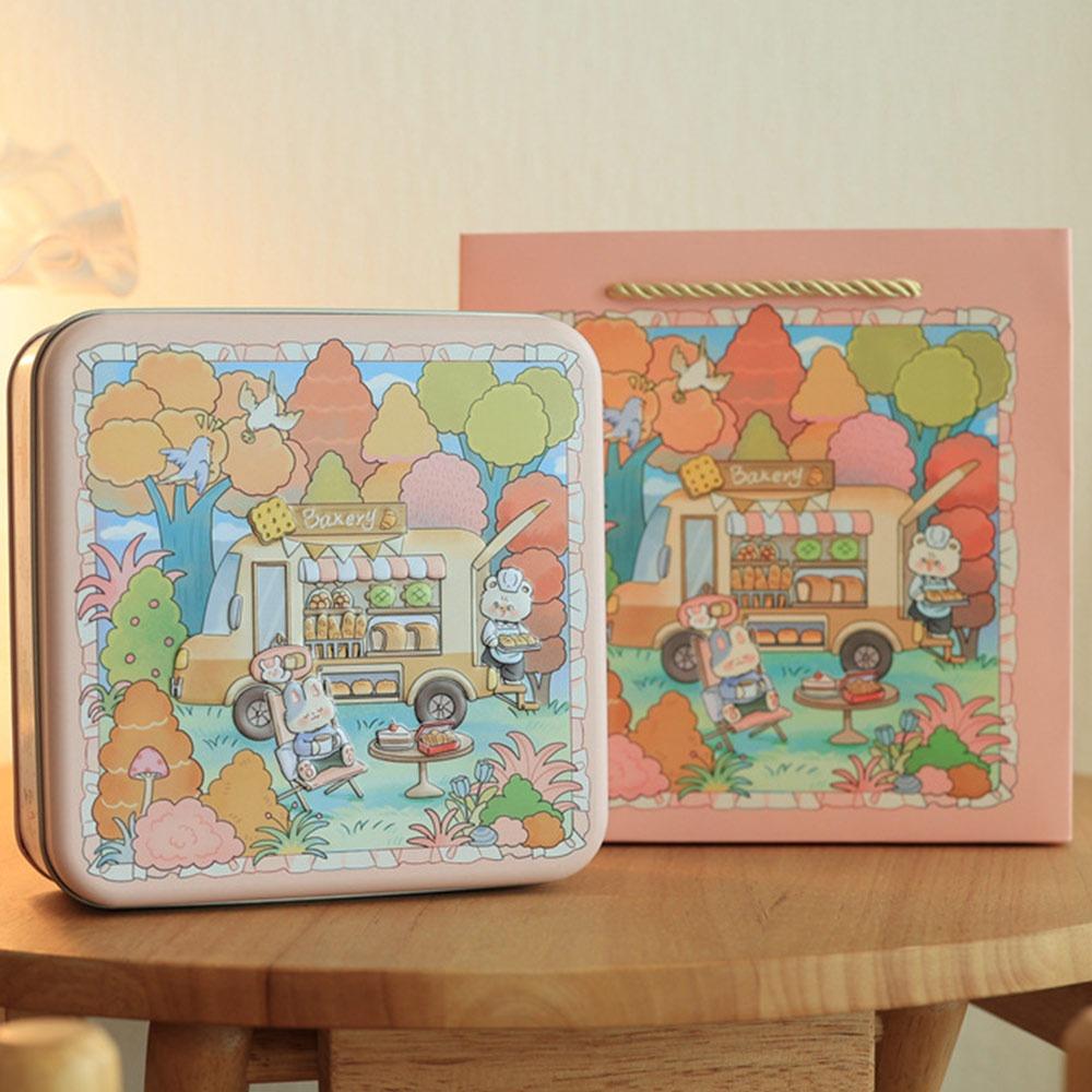 

Квадратная металлическая коробка для хранения Многоцветная конфетница Прочная железная коробка Чай Конфеты Печенье Торт Бисквиты 6