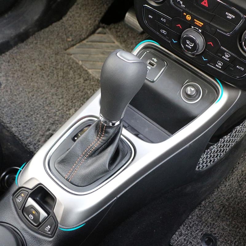 My Good Car ABS Chrome Internal Gear Shift Panel Protective Frame Cover Trim Sticker for Jeep Compass 2017 2018 Accessories