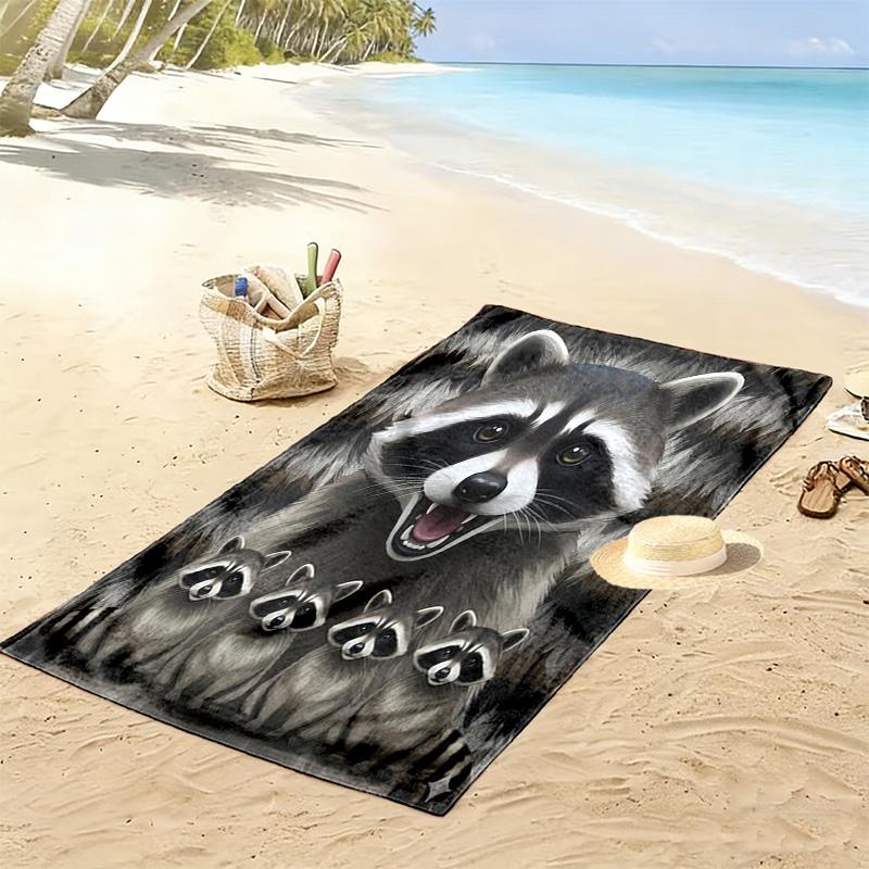 Waschbär und Faultier Druck Strandtuch, Großes Weiches Schnelltrocknendes Handtuch für Strand Camping Schwimmen