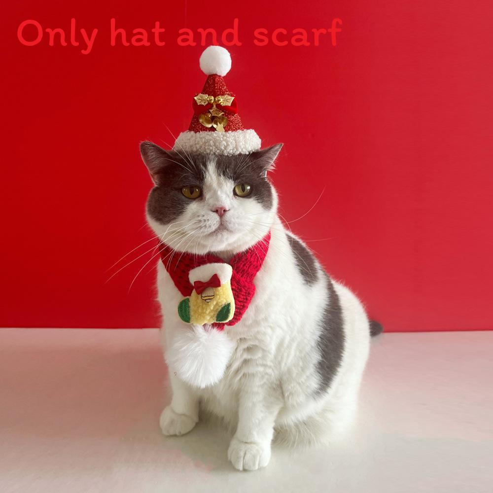 

Christmas Pet Scarf And Hat Set With Cartoon Reindeer For Small Dogs And Cats Christmas stocking,S