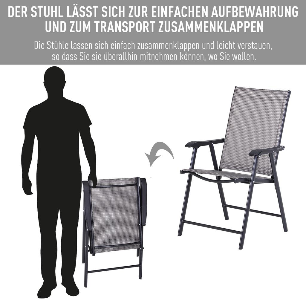 Set of Two Folding Garden Chairs - Grey