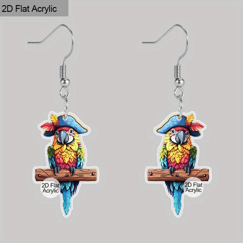 

2D Паттерн Капитана Попугая Висячие Серьги Ежедневные Наряды Аксессуары для Вечеринок Идеальный Подарок для Семьи/ Друзей