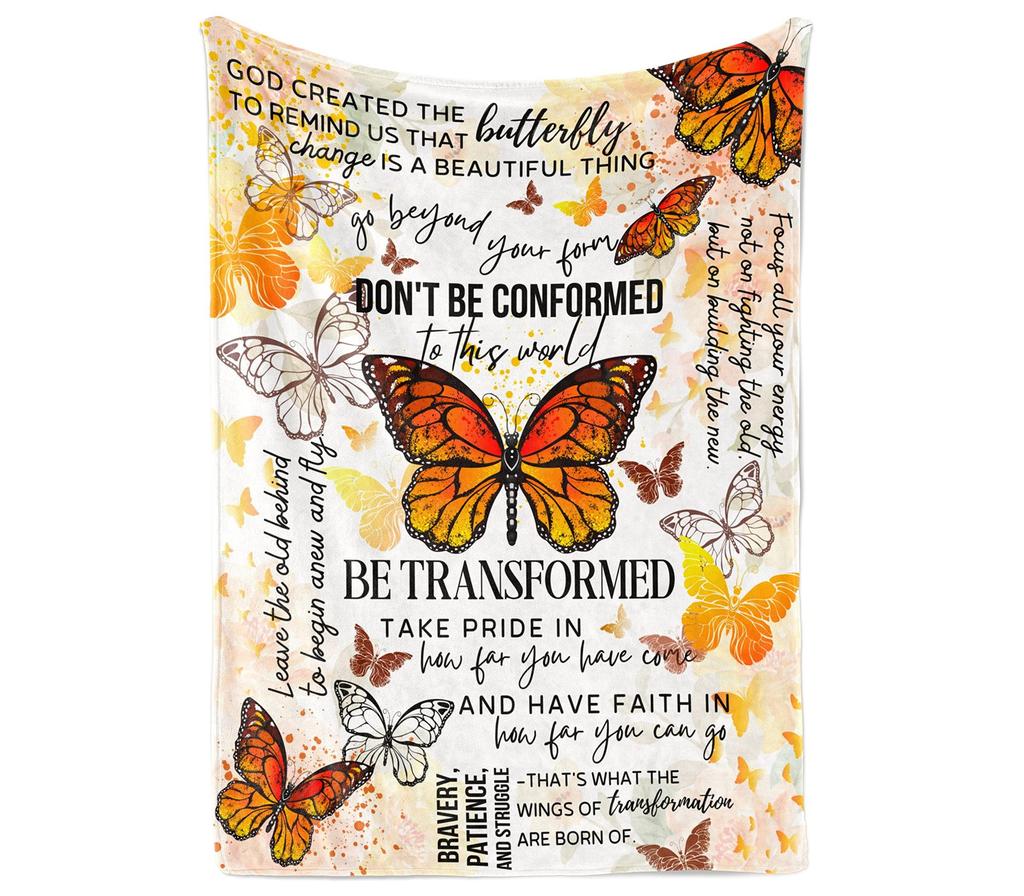 Butterfly Print Flannel Blanket Office Nap Blanket Blanket Thermal Blanket Sofa Blanket Knee Blanket