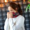 CHROME CRANE Paisley Print Summer Knit Neck Warmer CB064 Women's 3-Way Hat, (01.Red)