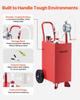 56.8L Fuel Gas Caddy, Carbon Steel, Portable Fuel Transfer Storage Tank with Manual Pump & Rolling Wheels, Gasoline Diesel Can Container, for Cars,